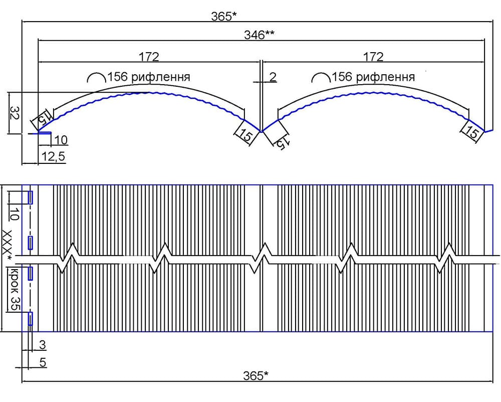 Металевий сайдинг блок-хаус креслення